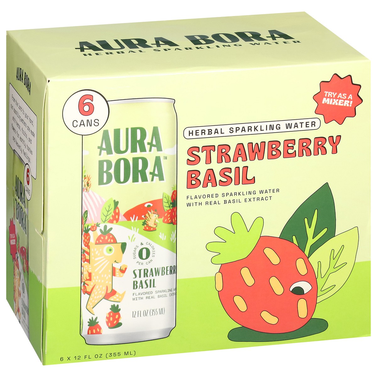 slide 13 of 14, Aura Bora Basil Berry Herbal Sparkling Water- 6 ct, 12 fl oz