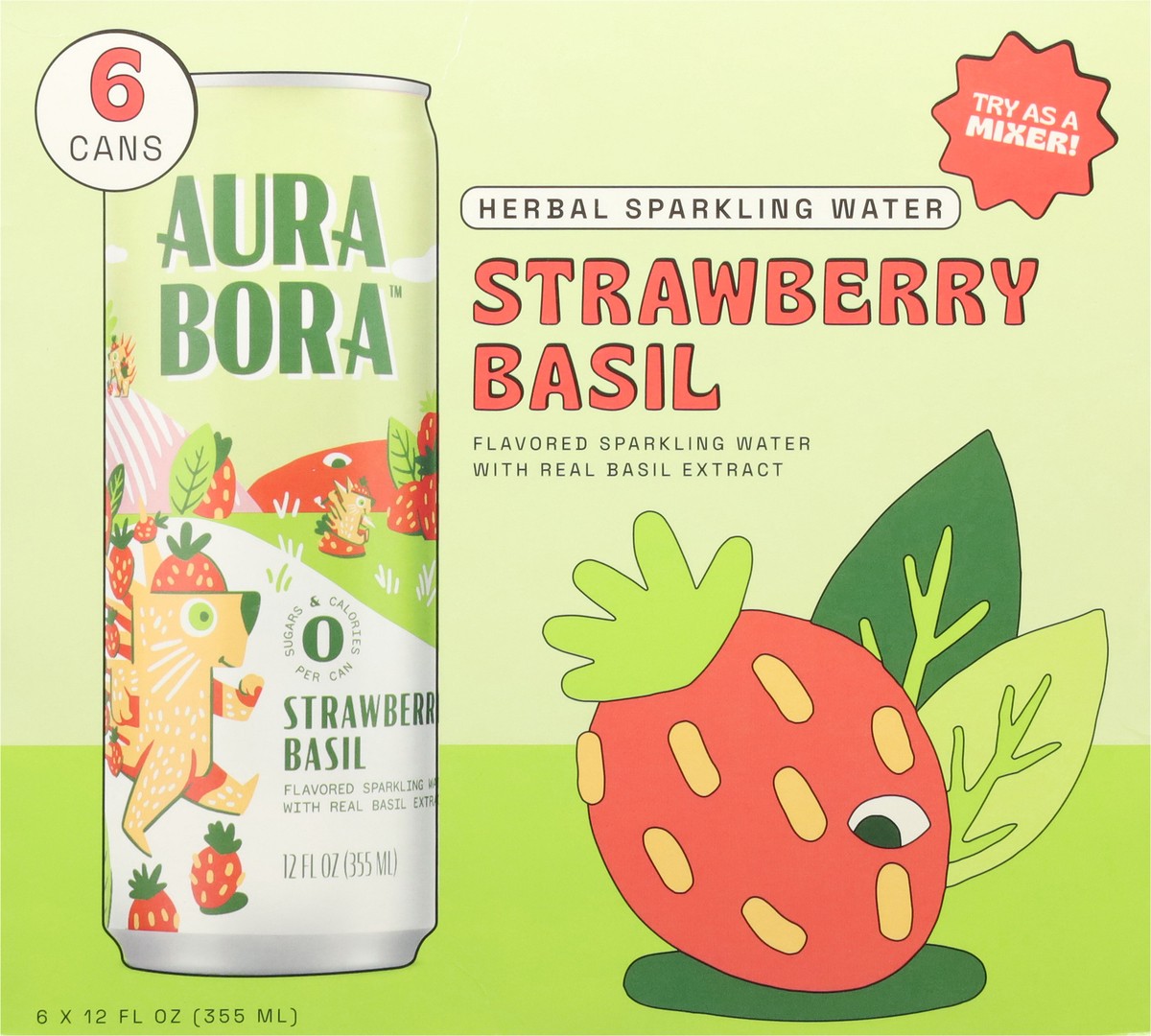 slide 7 of 14, Aura Bora Basil Berry Herbal Sparkling Water- 6 ct, 12 fl oz