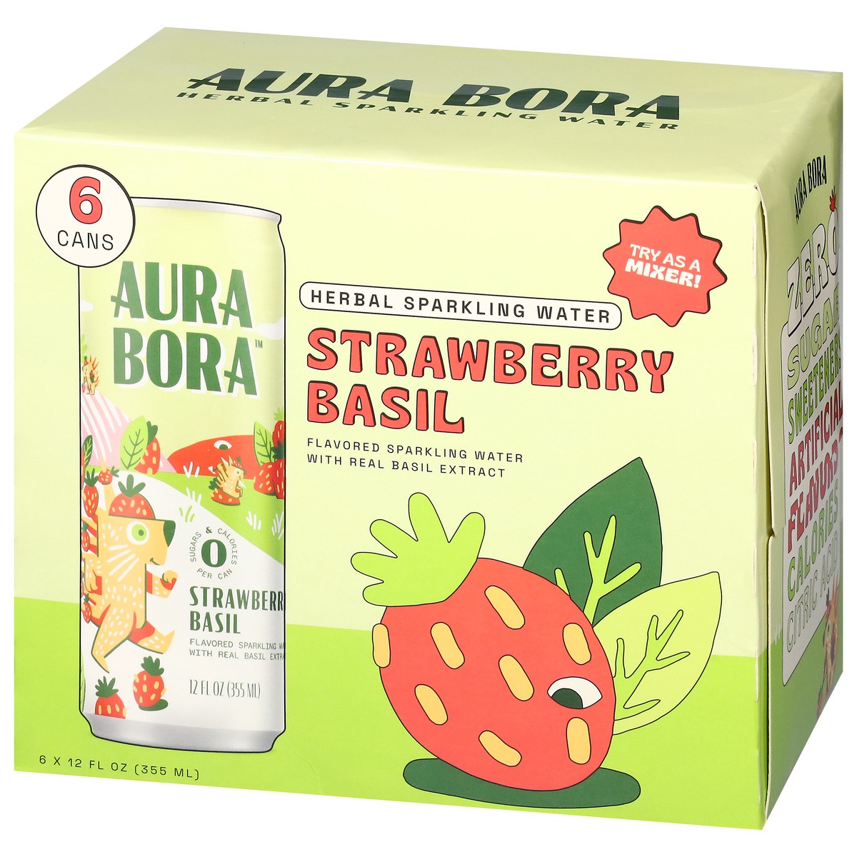 slide 14 of 14, Aura Bora Basil Berry Herbal Sparkling Water- 6 ct, 12 fl oz