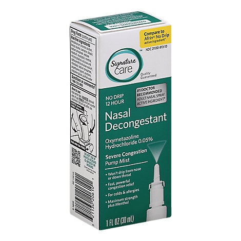 slide 1 of 1, Signature Care Nasal Spray 12 Hour Menthol, 1 fl oz