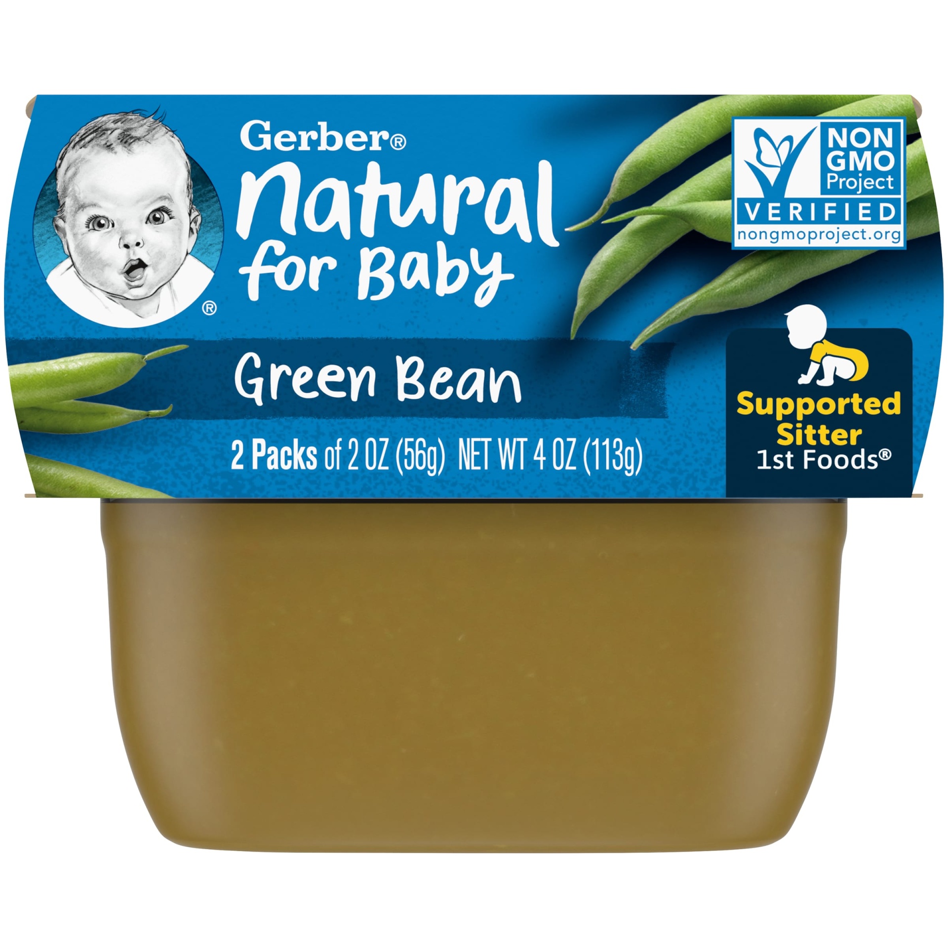 slide 1 of 1, Gerber Baby 1st Foods Green Bean, 2 ct; 2 oz