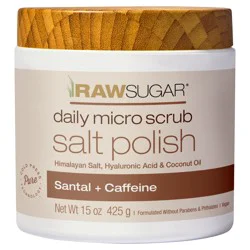 Raw Sugar Daily Micro Scrub Salt Polish, Santal + Caffeine, 15 oz