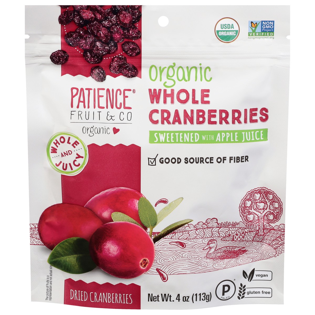 slide 1 of 9, Patience Fruit & Co Patience Fruit Organic Dried Cranberrys, 4 oz