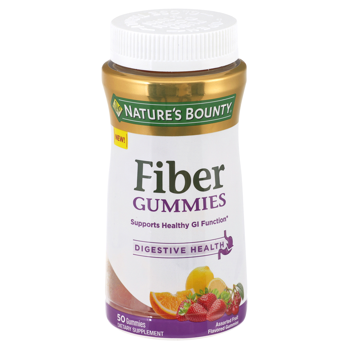 slide 1 of 1, Nature's Bounty Fiber Assorted Fruit Flavored Gummies, 50 ct