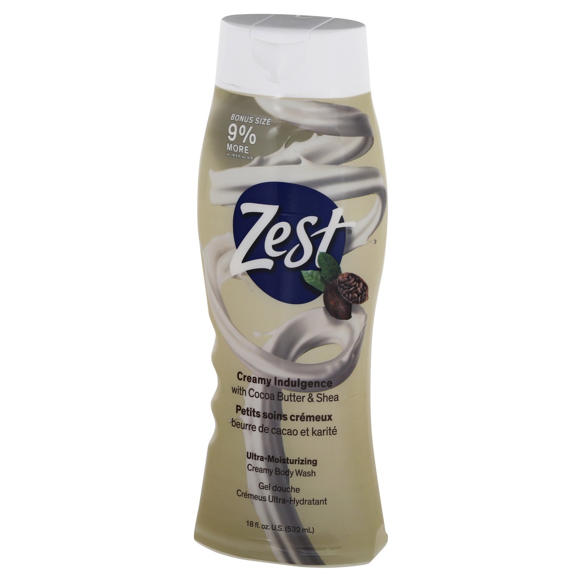 slide 3 of 9, Zest Body Wash Cocoa Shea, 16.5 fl oz