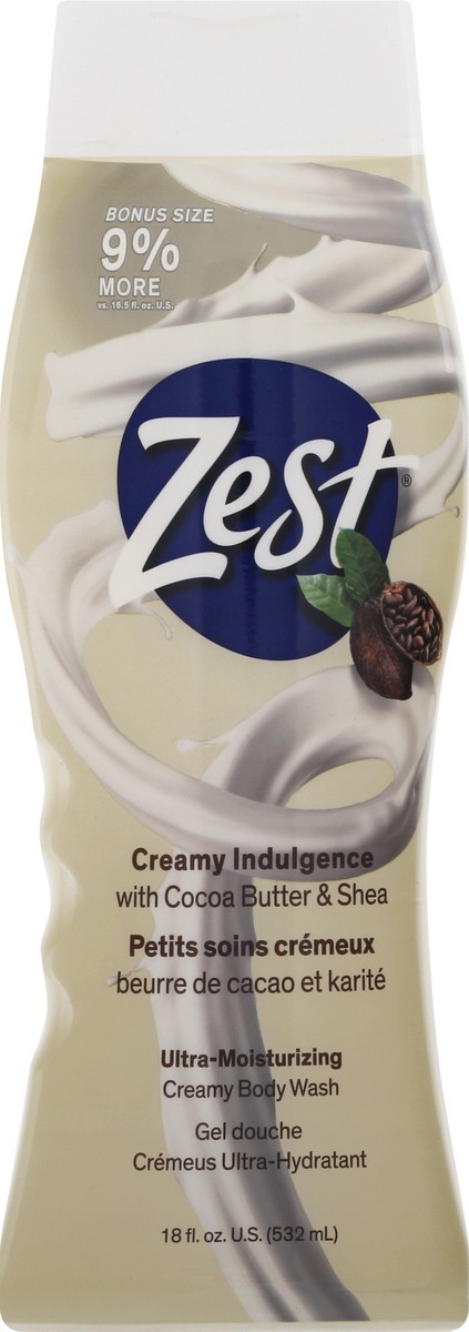 slide 1 of 9, Zest Body Wash Cocoa Shea, 16.5 fl oz