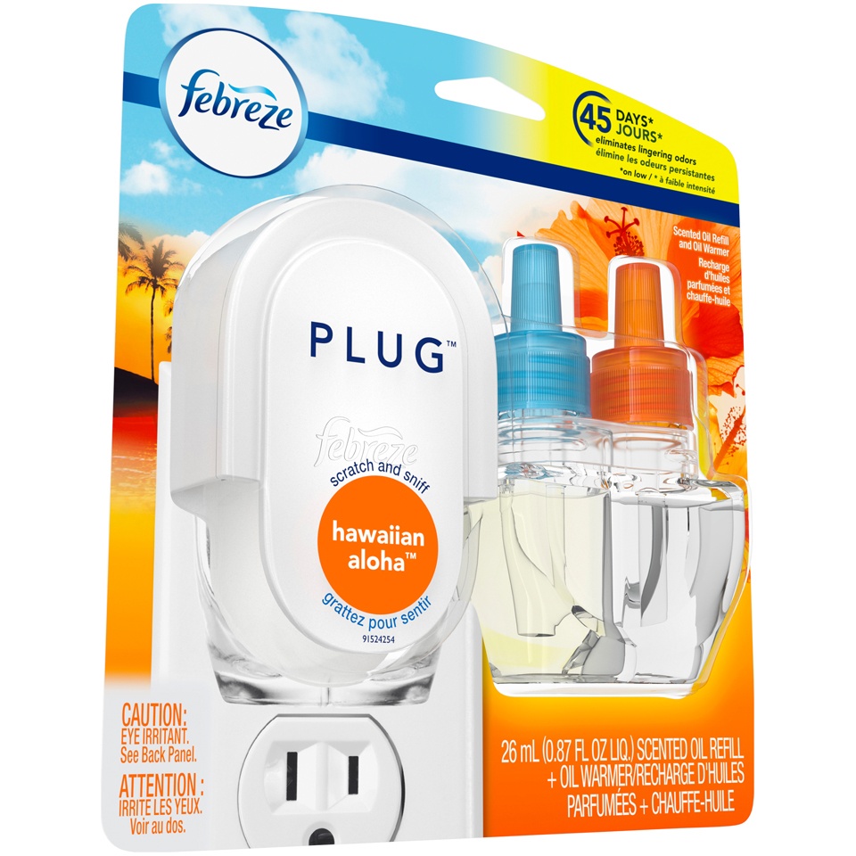 slide 2 of 2, Febreze Plug Hawaiian Aloha Starter Kit Scented Oil Refill and Oil Warmer, 1 ct