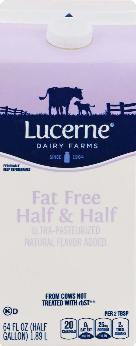 slide 6 of 7, Lucerne Dairy Farms Lucerne Half And Half Ultra Pasteurized Fat Free - 64 Fl. Oz., 64 fl oz