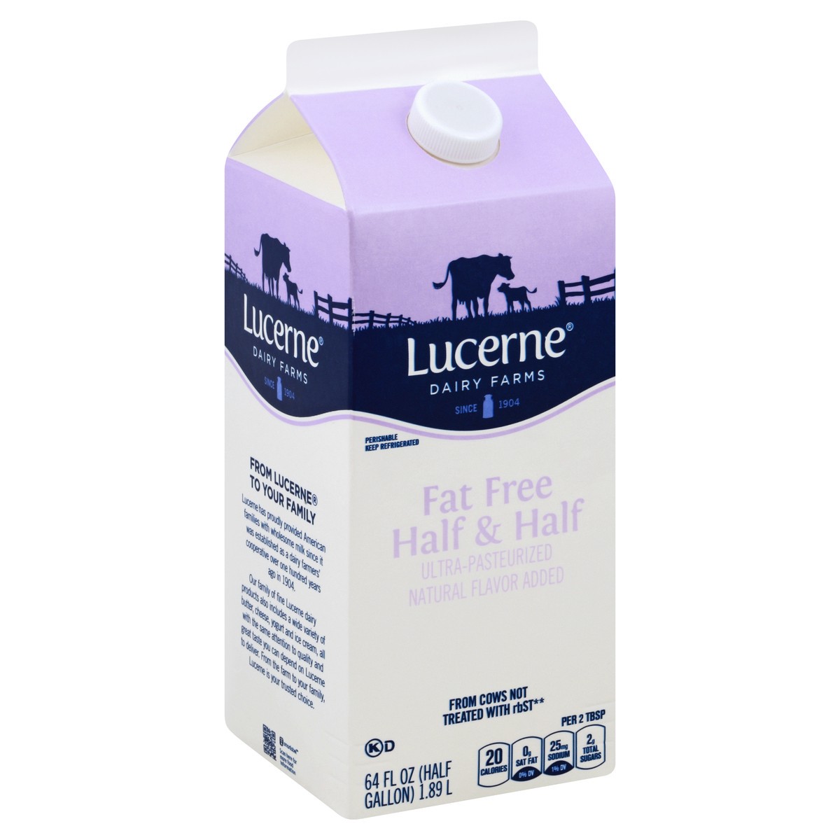 slide 2 of 7, Lucerne Dairy Farms Lucerne Half And Half Ultra Pasteurized Fat Free - 64 Fl. Oz., 64 fl oz