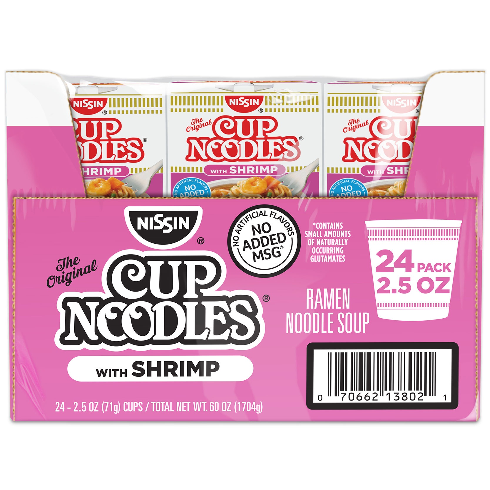 slide 1 of 2, Nissin Cup Noodles Shrimp Flavor Ramen Noodle Soup, 24 ct