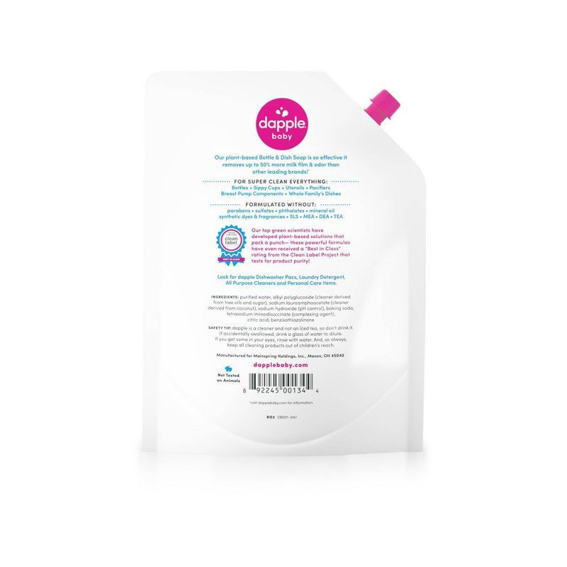 slide 2 of 3, Dapple Baby Fragrance Free Bottle & Dish Soap Refill 34 fl oz, 34 oz