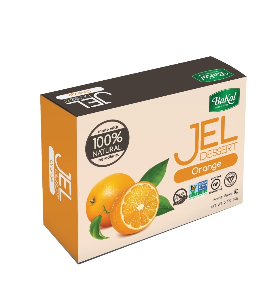 slide 1 of 4, BaKol Orange Jel Dessert, 3 oz