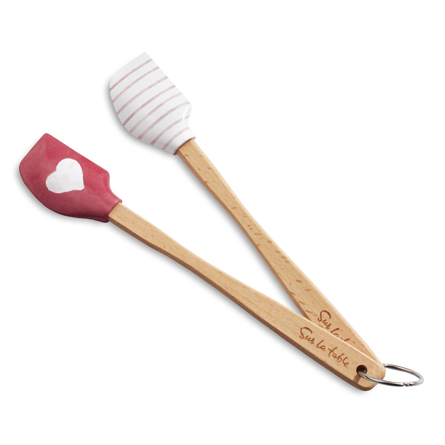 slide 1 of 1, Sur La Table Heart Striped Mini Spatula, 2 ct