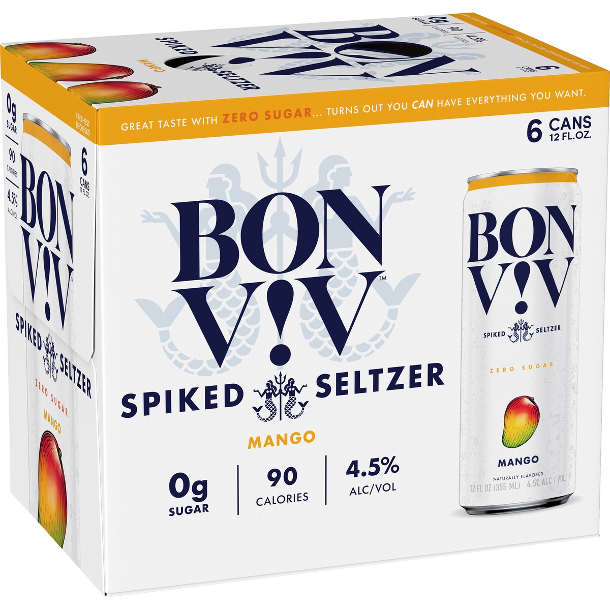 slide 4 of 6, Bon Viv Hard Seltzer Mango Alcoholic Seltzer, 12 fl oz