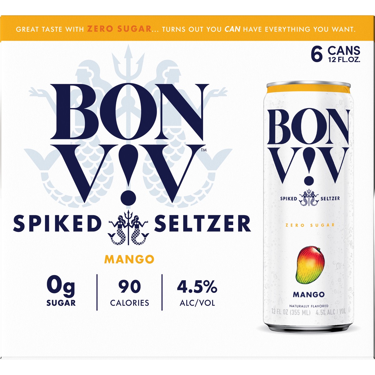 slide 6 of 6, Bon Viv Hard Seltzer Mango Alcoholic Seltzer, 12 fl oz