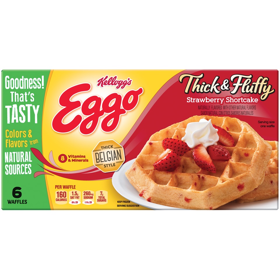 slide 1 of 1, Eggo Thick & Fluffy Strawberry Shortcake Waffles, 11.5 oz