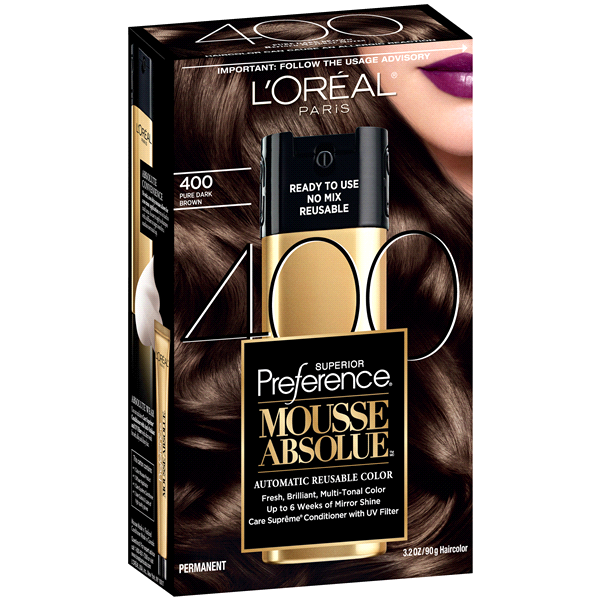 slide 1 of 5, L'Oréal Paris Superior Preference Mousse Absolue Permanent Hair Color - Pure Dark Brown 400, 1 ct