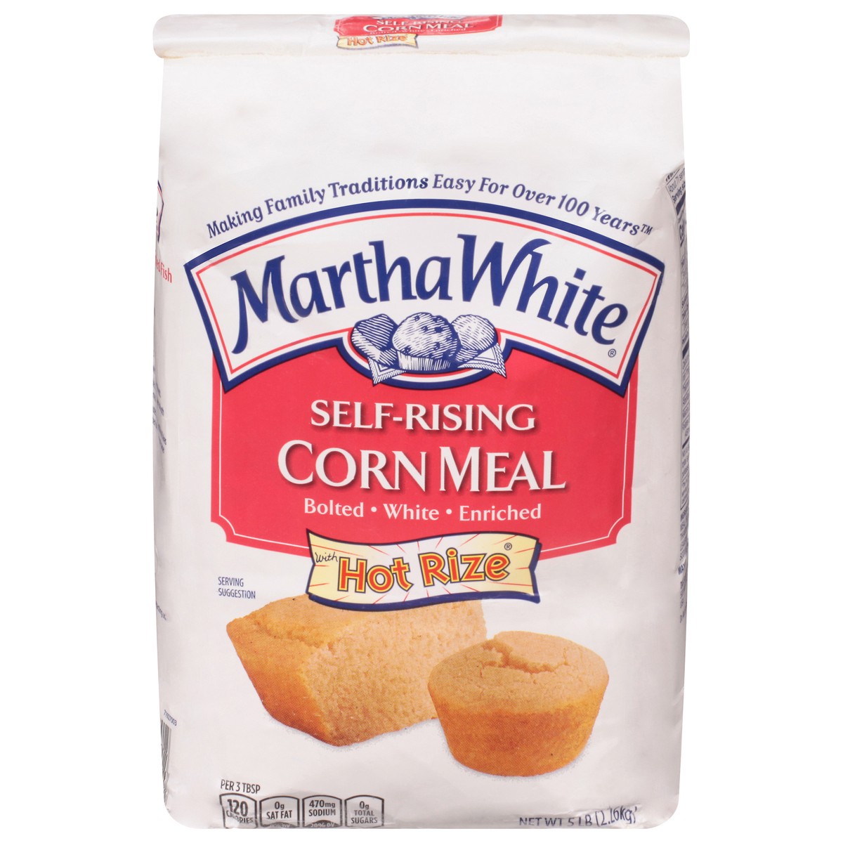 slide 1 of 9, Martha White Self-Rising Corn Meal with Hot Rize 5 lb, 5 lb