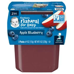 Gerber Stage 2 Baby Food, Apple Blueberry Puree Tub, Baby Puree, 2PK
