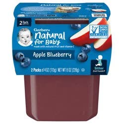 Gerber Stage 2 Baby Food, Apple Blueberry Puree Tub, Baby Puree, 2PK