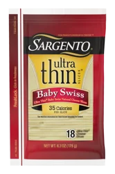 Sargento Baby Swiss Natural Cheese Ultra Thin Slices, 18 slices