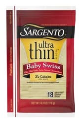 Sargento Baby Swiss Natural Cheese Ultra Thin Slices, 18 slices