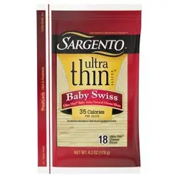 Sargento Baby Swiss Natural Cheese Ultra Thin Slices, 6.3 oz., 18 slices