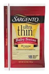 Sargento Baby Swiss Natural Cheese Ultra Thin Slices, 18 slices