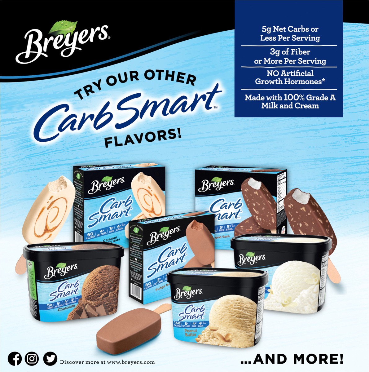 slide 2 of 5, Breyers CarbSmart™ Frozen Dairy Dessert Almond Bars, 6 ct, 6 ct