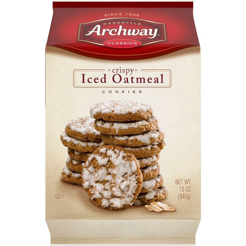 slide 1 of 5, Archway Cookies Cookies, Crispy Iced Oatmeal Cookies, 12 Oz, 12 oz