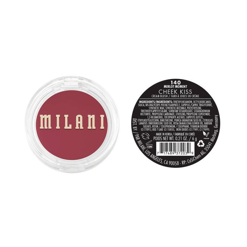 slide 3 of 6, Milani Cheek Kiss Cream Blush - Merlot Moment 140 - 0.21oz, 0.21 oz