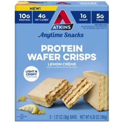 Atkins Protein Lemon Creme Wafer Crisps - 5 x 1.27 oz Bars