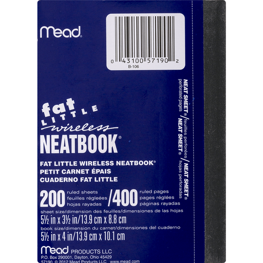 slide 7 of 8, Mead Fat Lil' Wireless Neatbook, Ruled Sheets, 200 ct