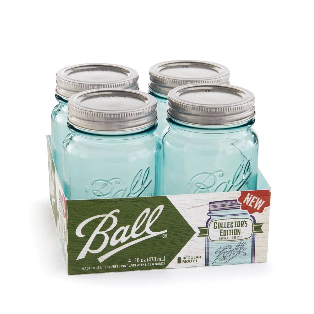 slide 2 of 3, Ball Collectors Edition Vintage Regular Mouth Mason Jars - Aqua, 4 ct