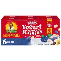 Sun-Maid Blueberry & Vanilla Yogurt Covered Raisins 6-Pack/.75oz Cartons
