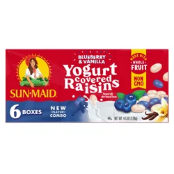 Sun-Maid Blueberry & Vanilla Yogurt Covered Raisins 6-Pack/.75oz Cartons