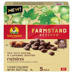 Sun-Maid Sea Salt Cocoa & Caramel Dusted Raisins 5-Count Box/.8oz Bag - 4 oz