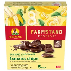 Sun-Maid Farmstand Reserve Sea Salt Chocolate Flavored Coated Banana Chips 5-Count Box / 0.8 oz Bag