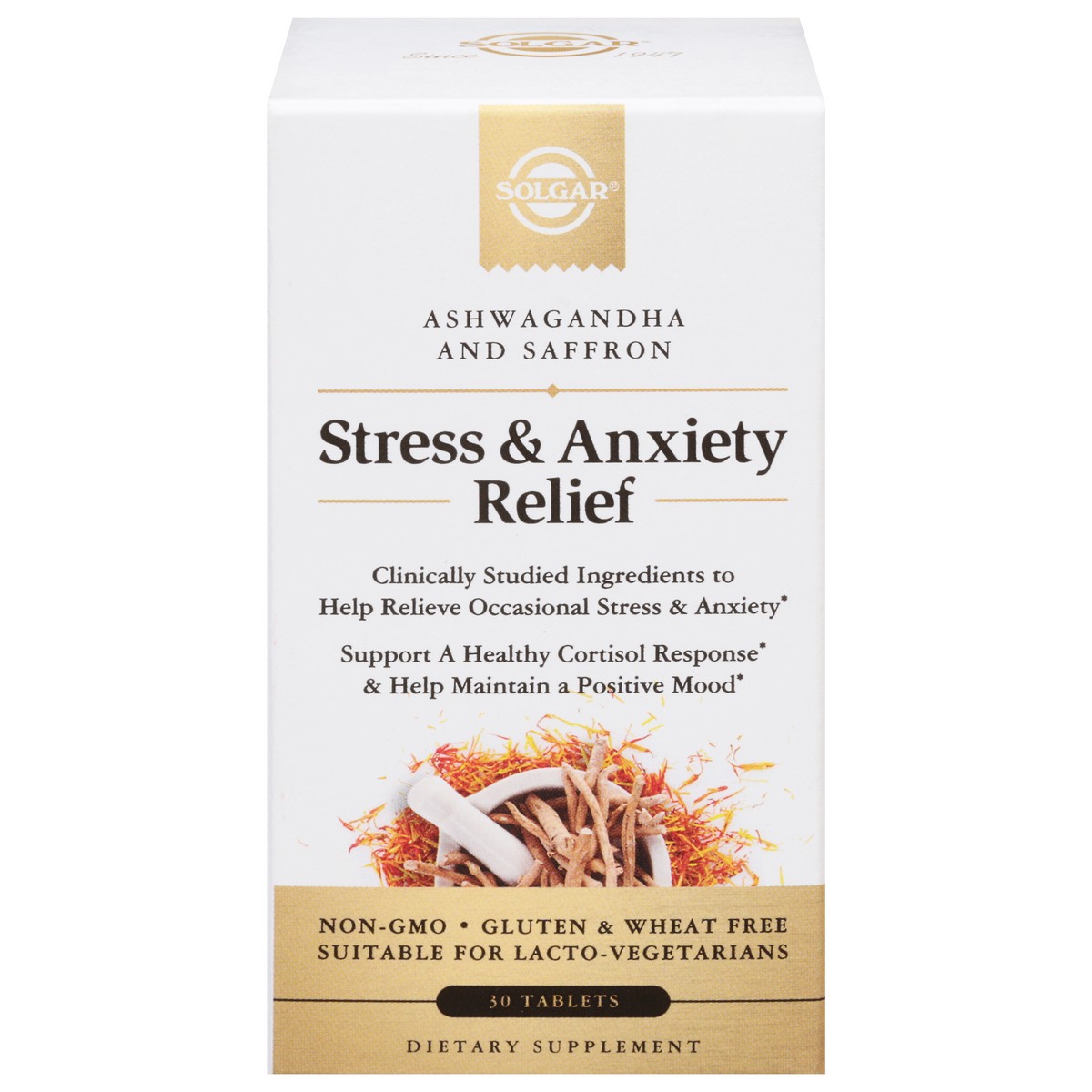 Solgar Ashwagandha and Saffron Stress & Anxiety Relief 30 Tablets 30 ct