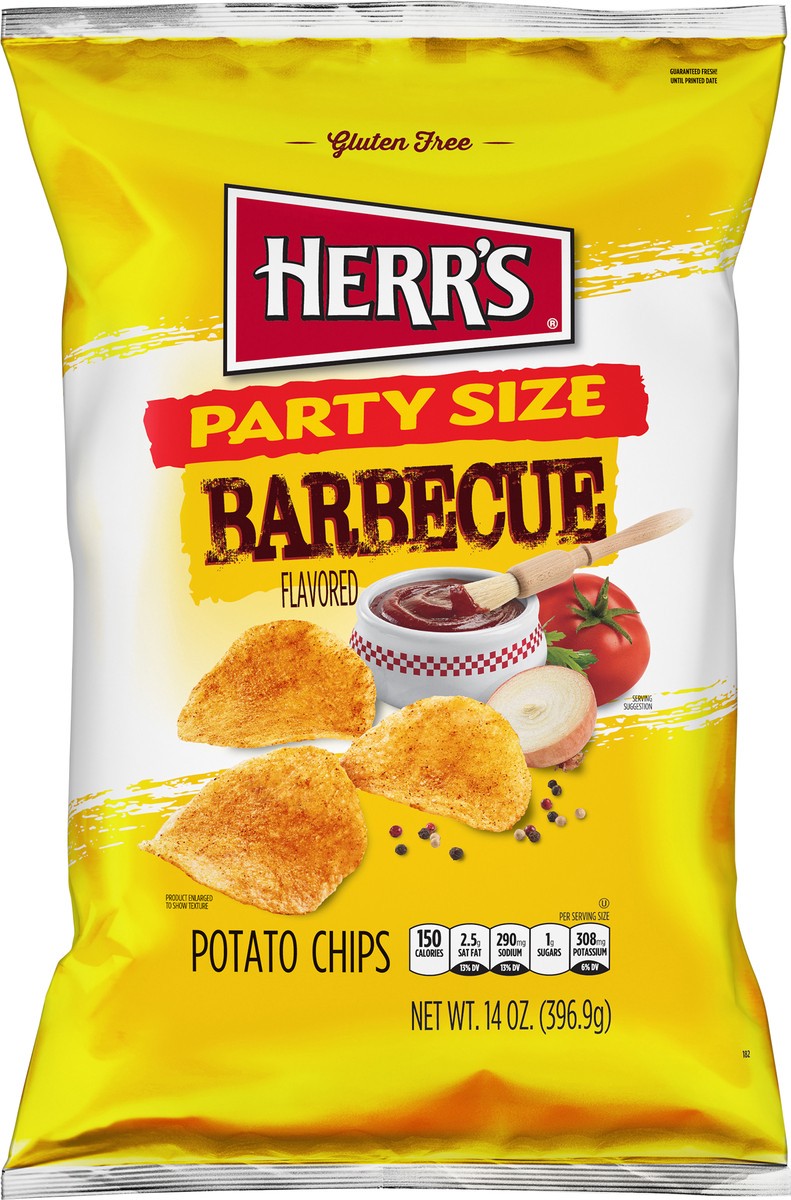 slide 4 of 7, Herr's Party Size Barbecue Flavored Potato Chips 14 oz Bag, 14 oz