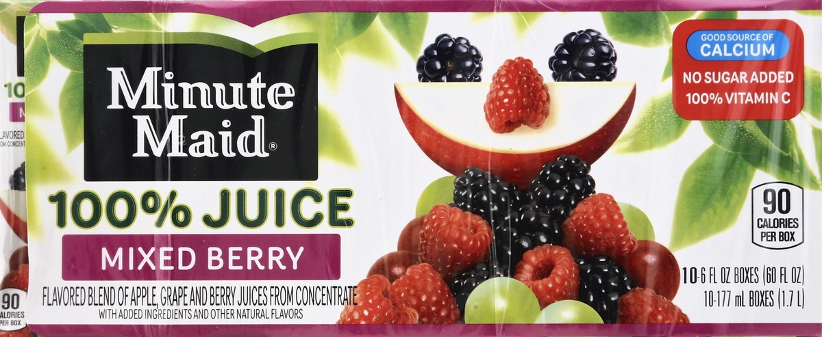 slide 4 of 4, Minute Maid Mixed Berry 100% Juice, 10 ct; 5.98 fl oz