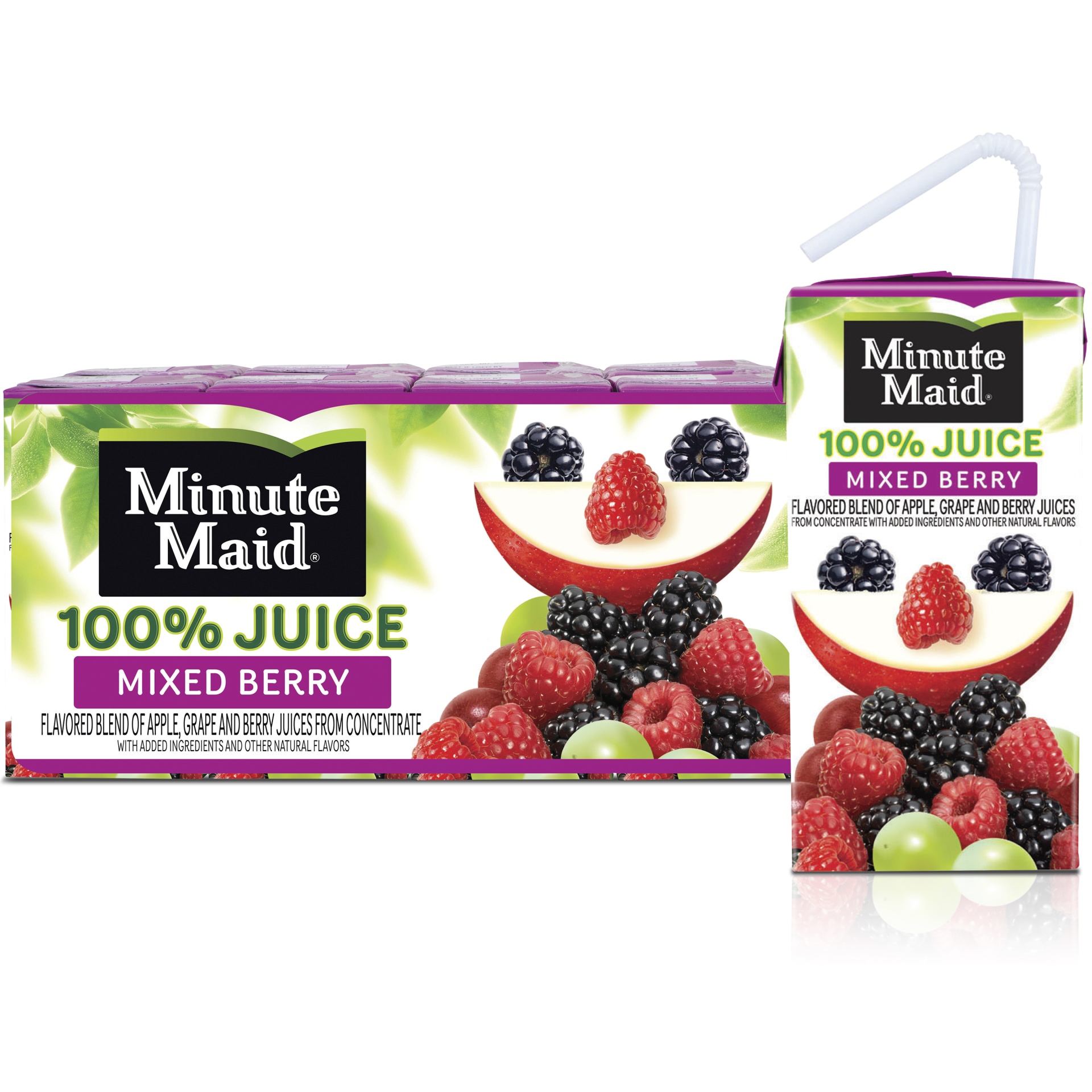 slide 1 of 4, Minute Maid Mixed Berry 100% Juice, 10 ct; 5.98 fl oz