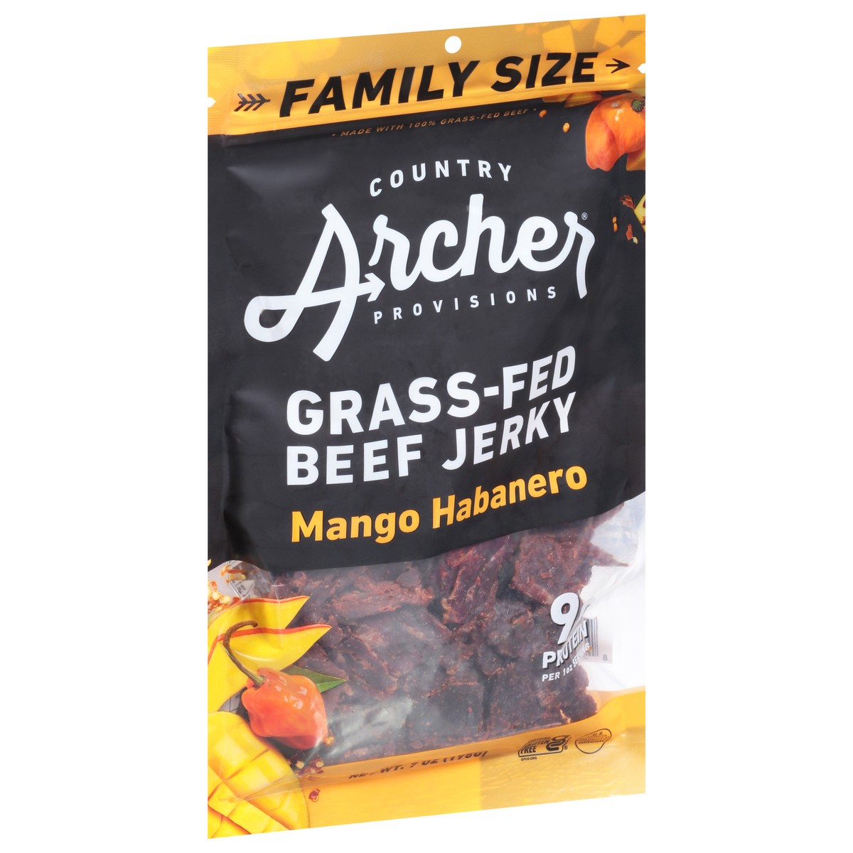 slide 5 of 9, Country Archer Provisions Grass-Fed Mango Habanero Beef Jerky Family Size 7 oz, 7 oz