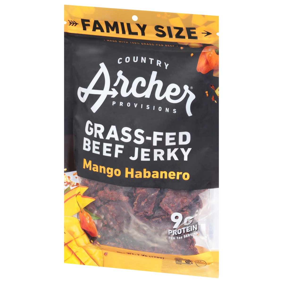 slide 3 of 9, Country Archer Provisions Grass-Fed Mango Habanero Beef Jerky Family Size 7 oz, 7 oz