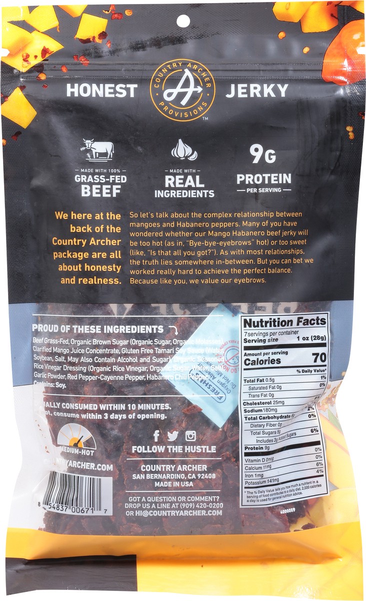 slide 6 of 9, Country Archer Provisions Grass-Fed Mango Habanero Beef Jerky Family Size 7 oz, 7 oz