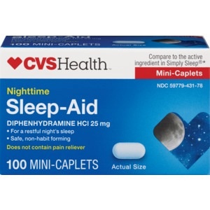 slide 1 of 1, CVS Health Nighttime Sleep Aid Mini-Caplets, 100 ct