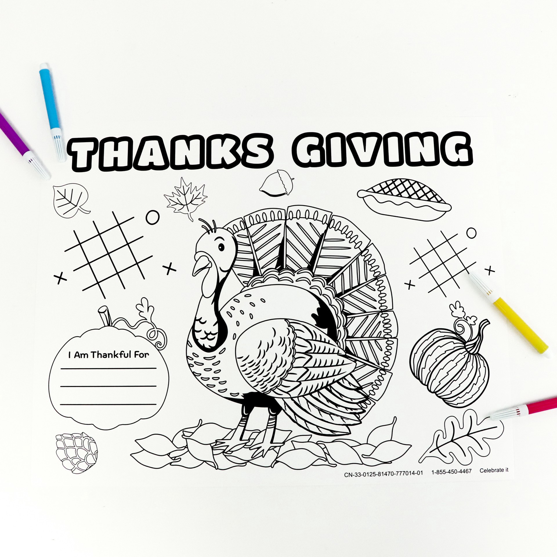 slide 3 of 3, 14" X 11" Thanksgiving Color-In Paper Placemats, 12ct. By Celebrate It, 12 ct