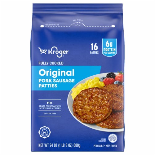 slide 1 of 1, Kroger® Fully Cooked Original Breakfast Sausage Patties, 24 oz, 24 oz