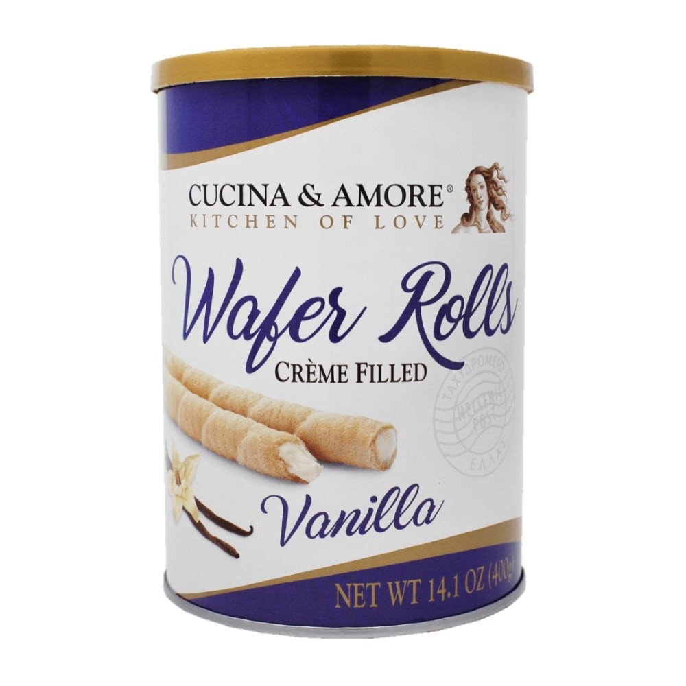 slide 1 of 1, Cucina & Amore Wafer Rolls Vanilla, 14.1 oz