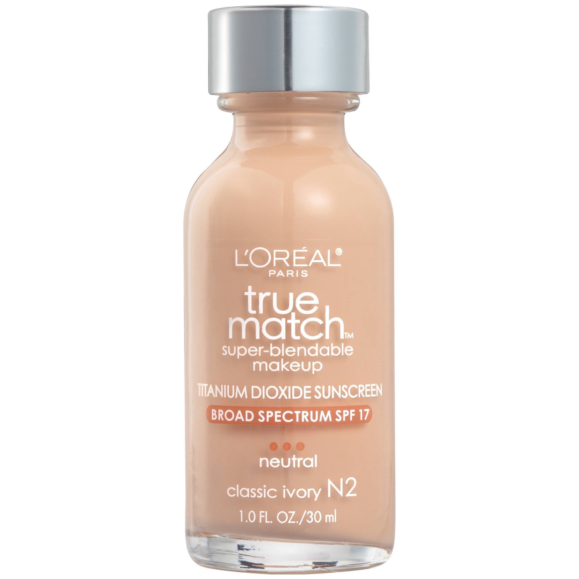 slide 1 of 7, L'Oréal L'Oreal Paris True Match Super-Blendable Foundation Makeup with SPF 17 - N2 Classic Ivory - 1 fl oz, 1 fl oz